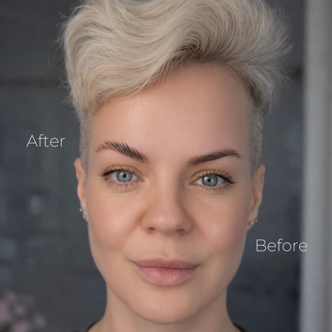 Before and after comparison of eyebrow gel results