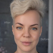 Before and after comparison of eyebrow gel results