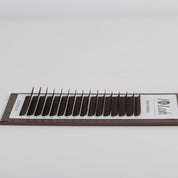 I AM Lash 3DW Brown Pre-Made Volume Fans for eyelash extensions, showcasing brown, multi-layered lash fans with a fan-shaped design.